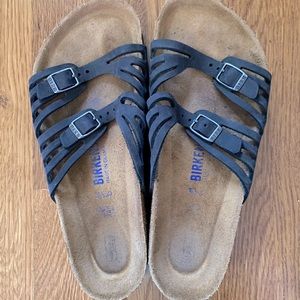 Birkenstock Black Granada Sandal Black Oiled Leather Size 7